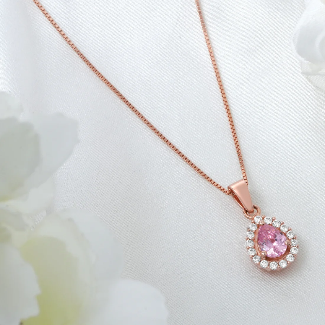 Pink Whisper Rose Gold Plated 925 Sterling Silver Pendant Ncklace