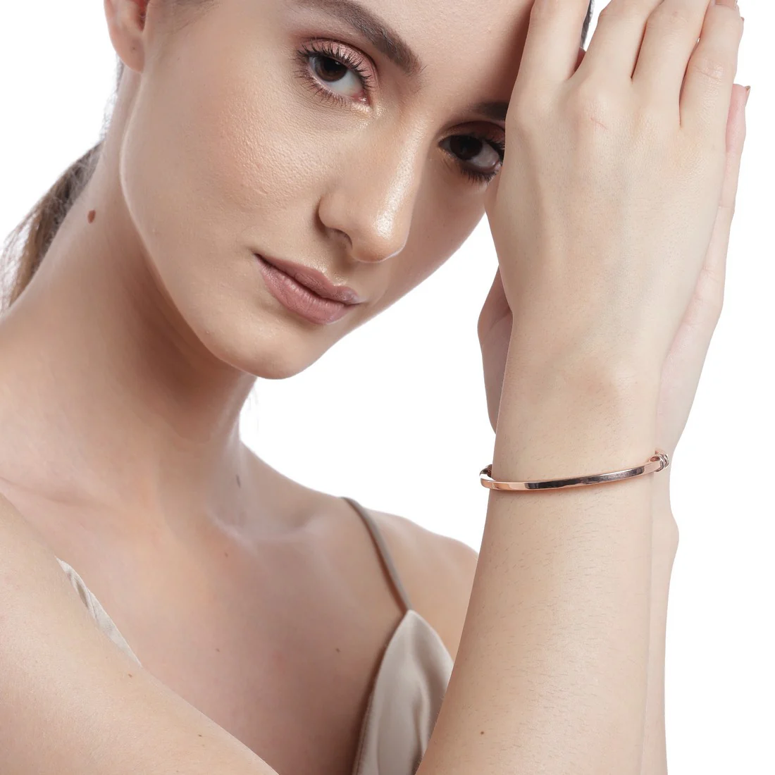 Plain Rose Gold 925 Sterling Silver Bracelet - Image 3
