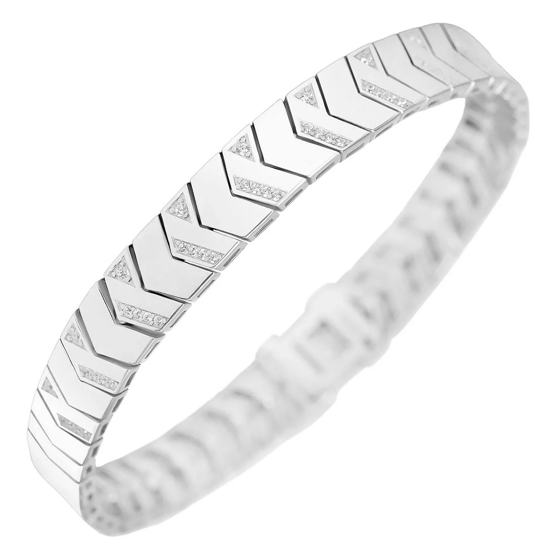 Premium CZ Rhodium-Plated 925 Sterling Silver Men's Chain Bracelet (One Size) - Image 5