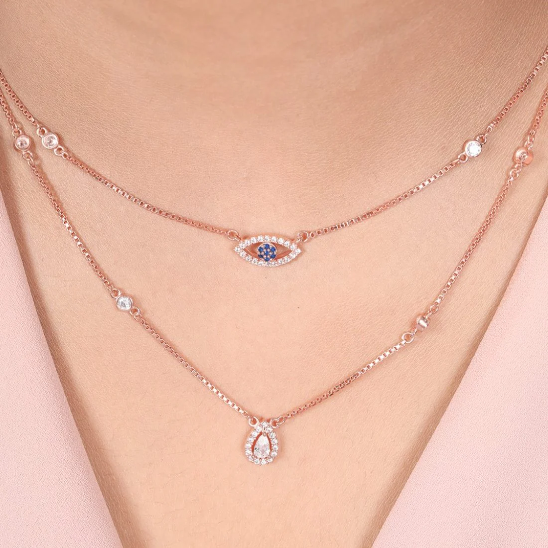 Protection & Elegance Rose Gold Plated 925 Sterling Silver Necklace - Image 2