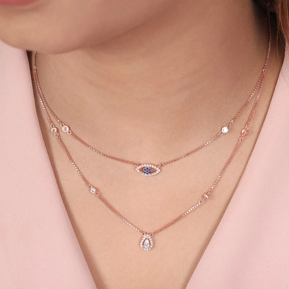 Protection & Elegance Rose Gold Plated 925 Sterling Silver Necklace - Image 3