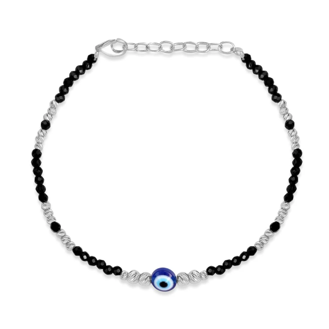 Protective Charm Rhodium Plated 925 Sterling Silver Evil Eye Bracelet - Image 4