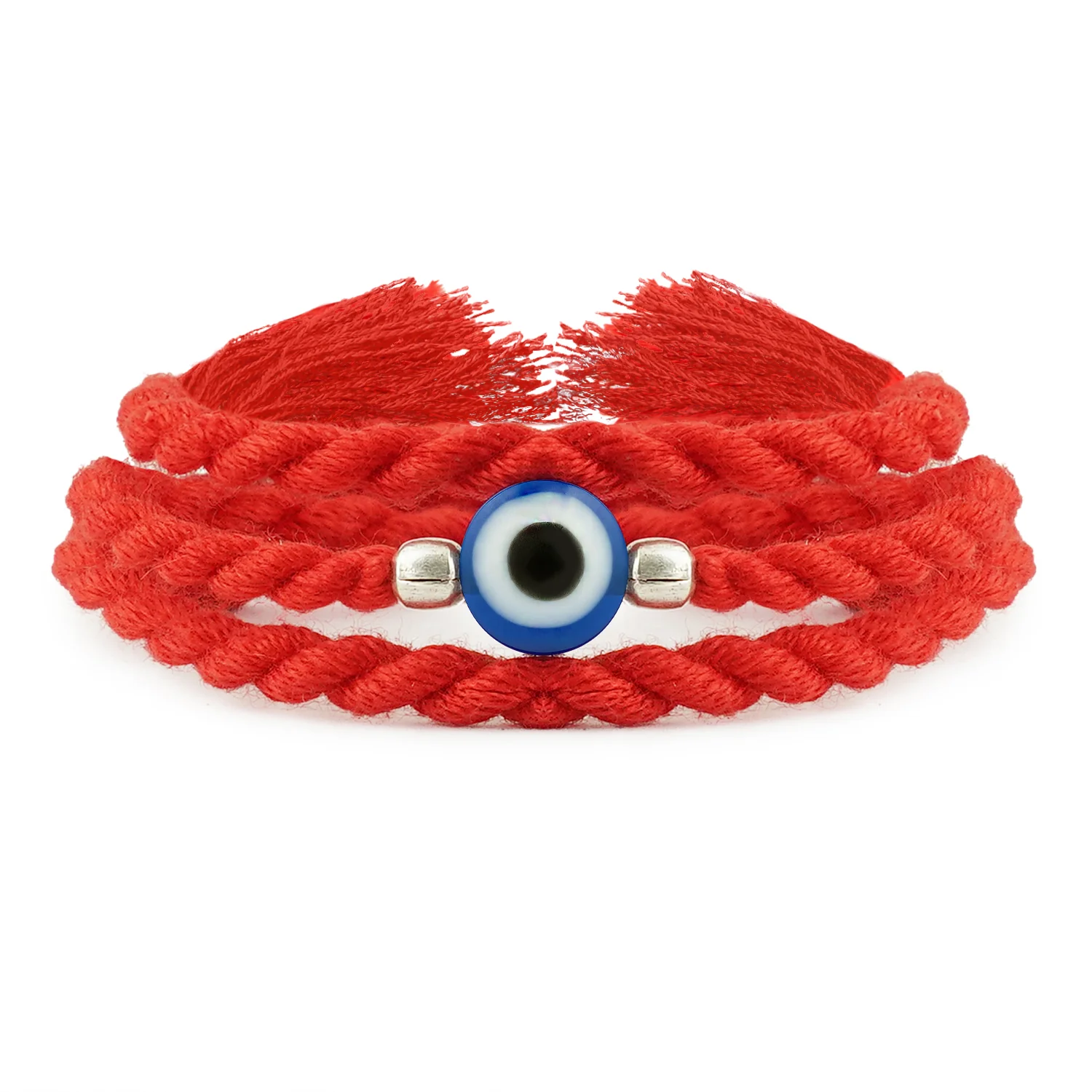 Protective Evil Eye With White Stone Rhodium-Plated Silver Thread Rakhi For Him - Image 6