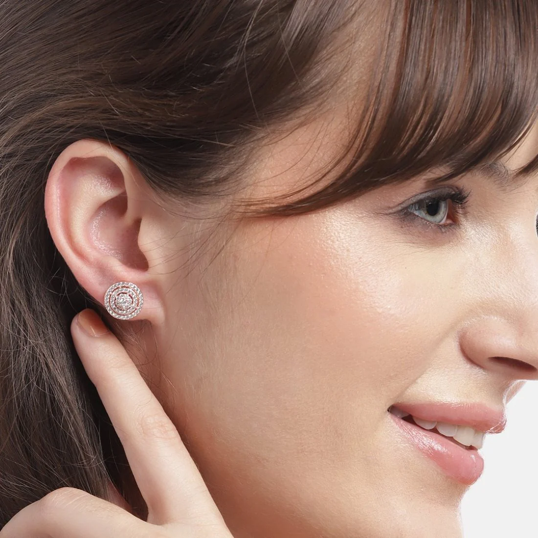 Circular Brilliance Rose Gold-Plated CZ 925 Sterling Silver Earrings - Image 2