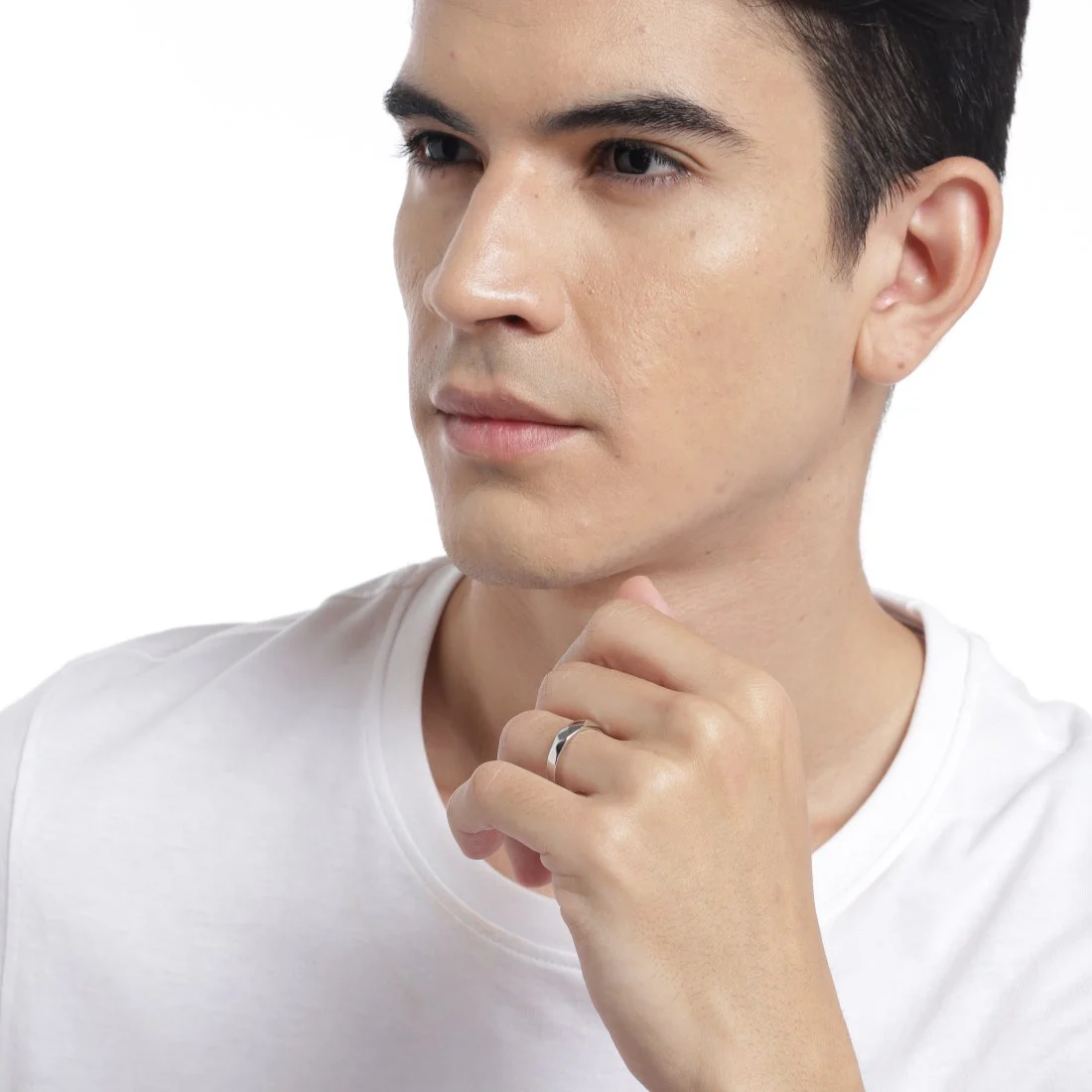 Pure Elegance Rhodium-Plated 925 Sterling Silver Men's Classic Ring (Adjustable) - Image 2