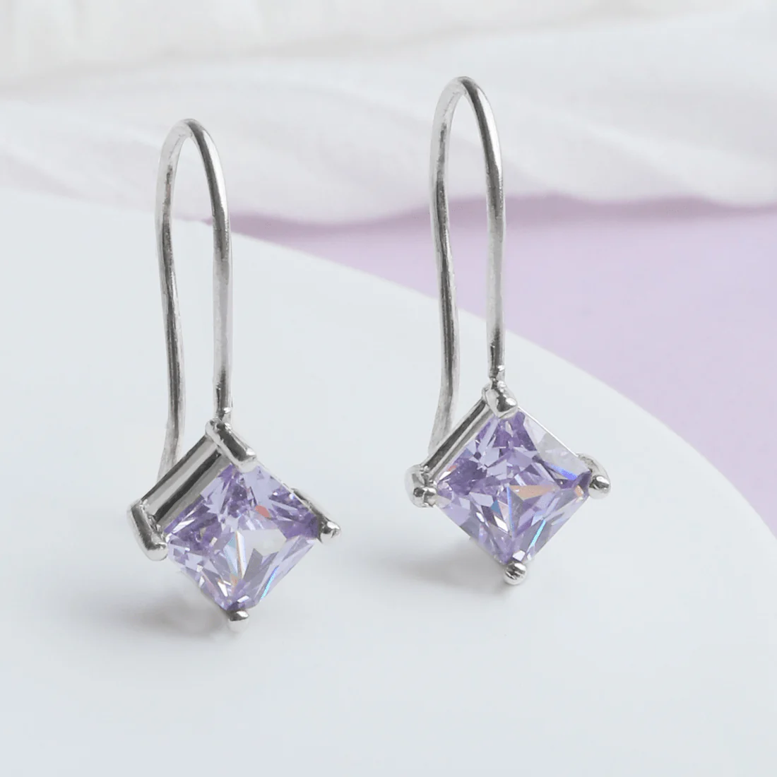 Luxe Lavender Silver Fish Hook 925 Silver Earrings - Image 2