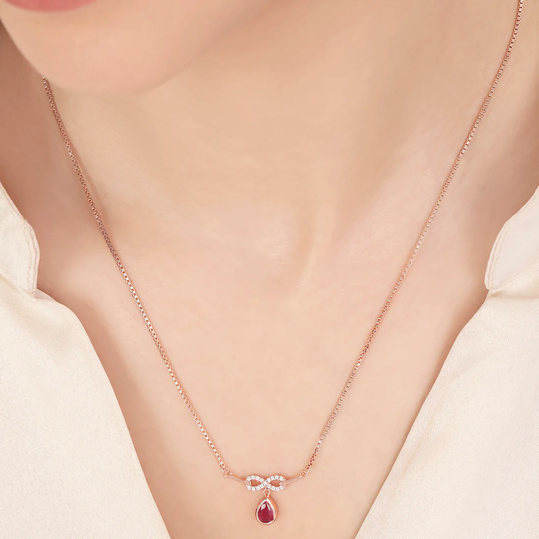 Purple Drop Rose Gold Plated 925 Sterling Silver Necklace - Image 3