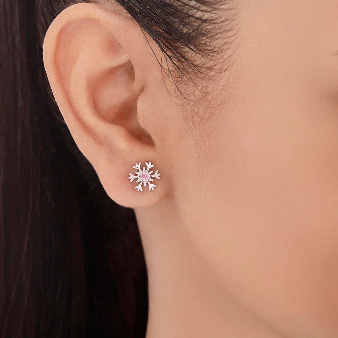 Floral Elegance Rhodium Plated 925 Sterling Silver Stud Earrings - Image 3