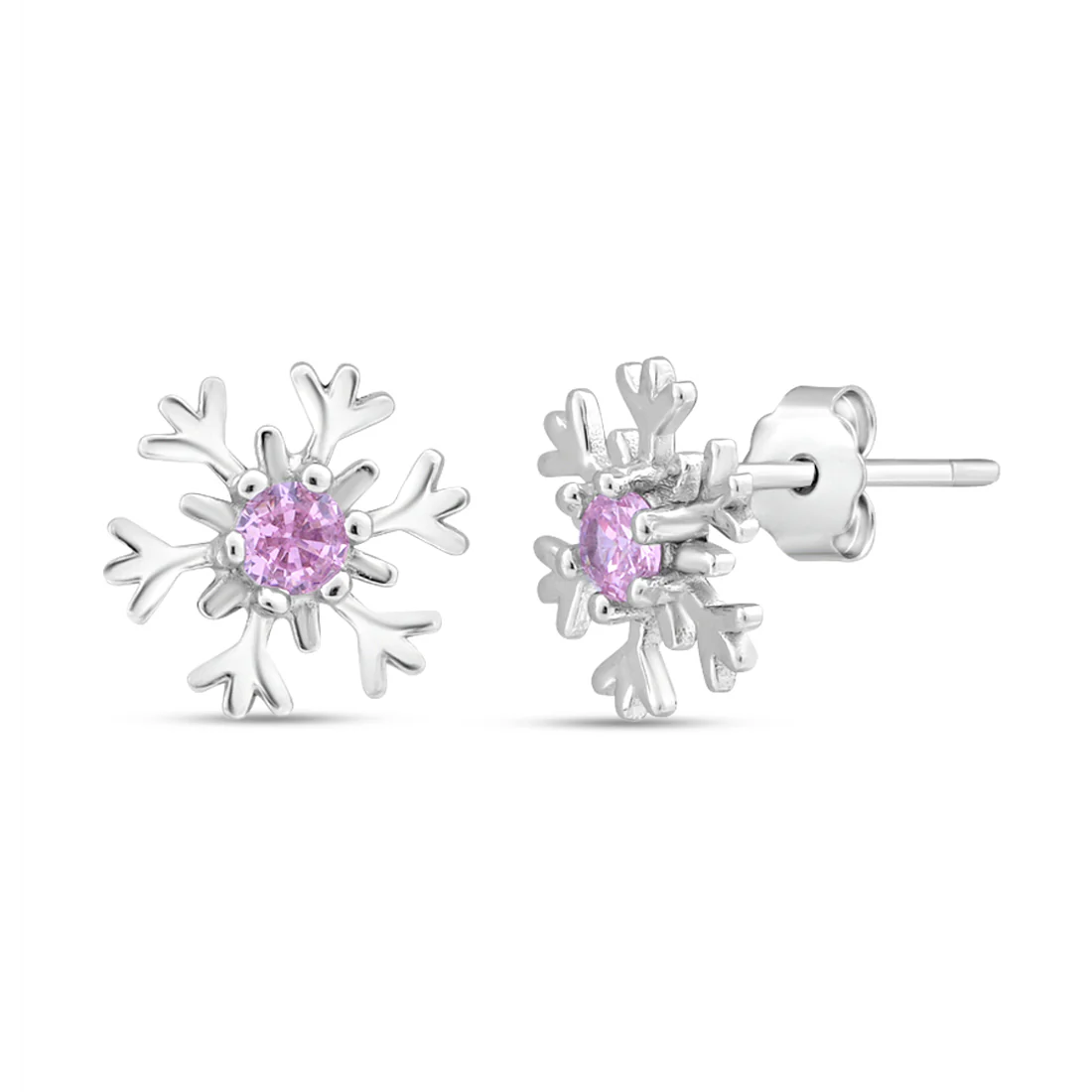 Floral Elegance Rhodium Plated 925 Sterling Silver Stud Earrings - Image 4
