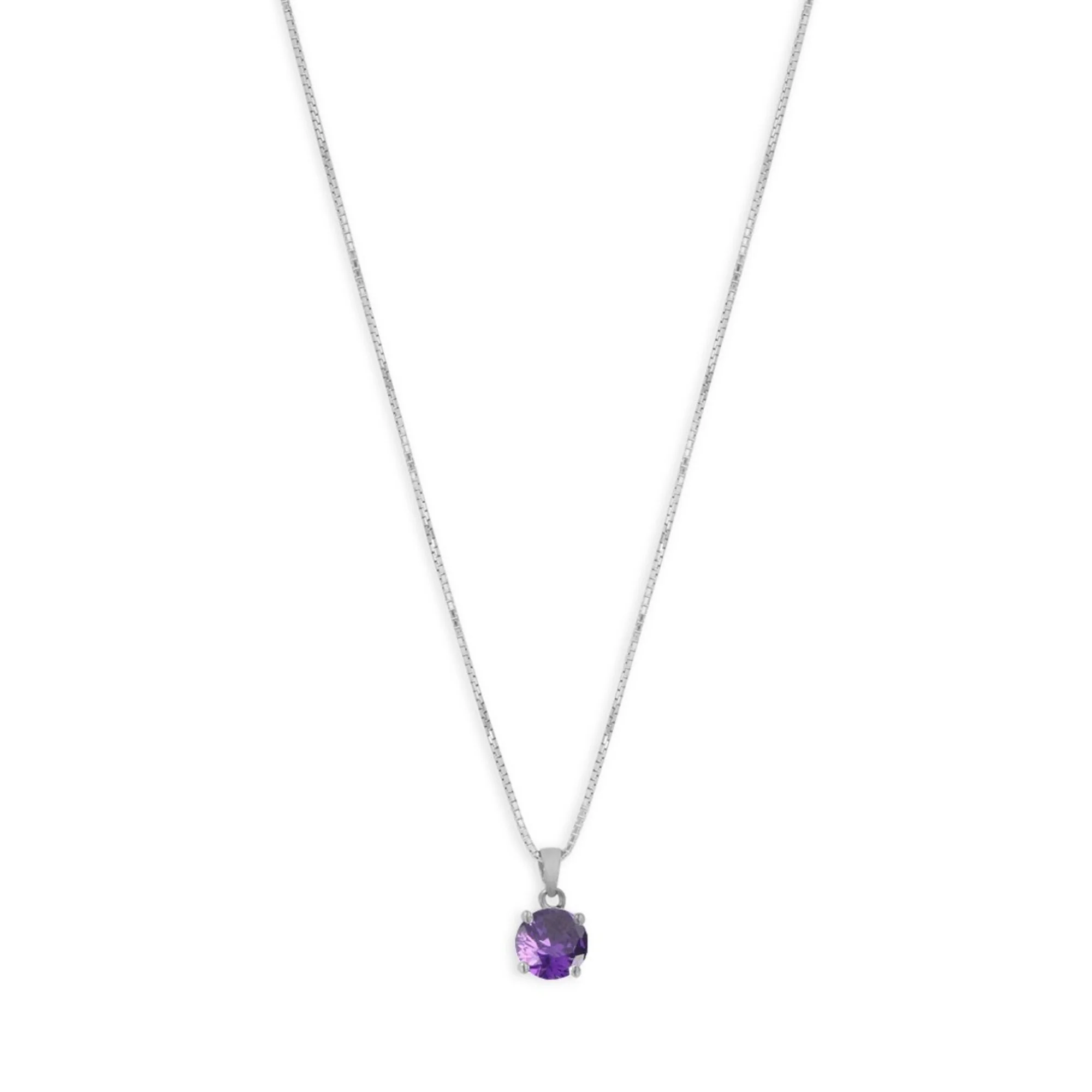 Purple Solitaire Box Chained 925 Sterling Silver Pendant with Chain - Image 5