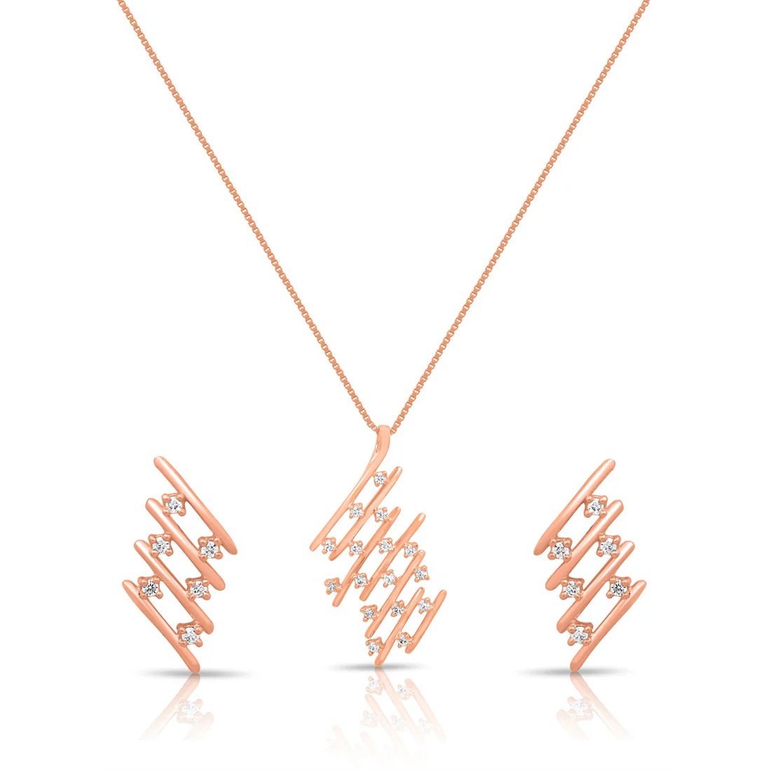 Quirky Designed Rose Gold Plated 925 Sterling Silver Jewelry Set - Image 4