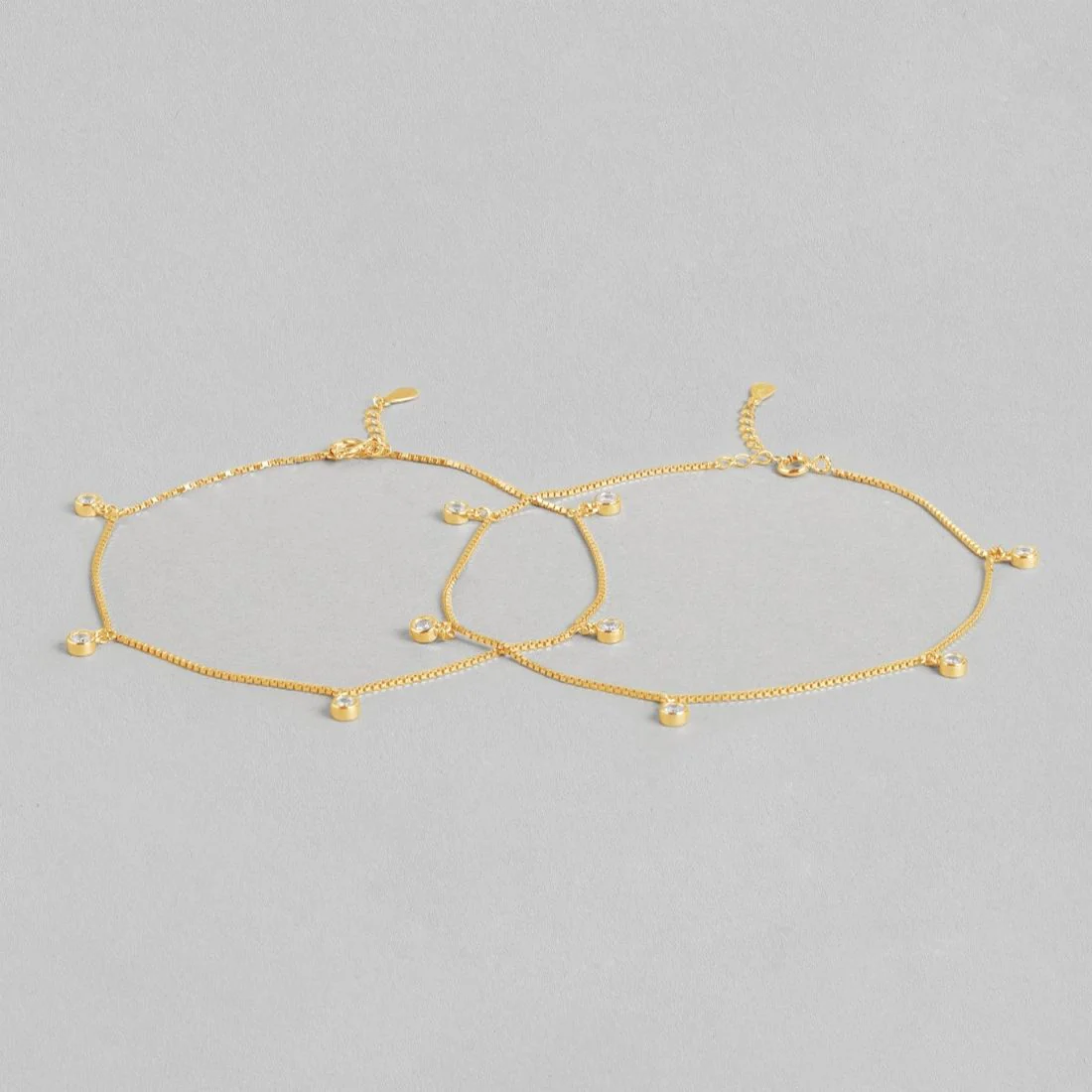 Radiant 925 Sterling Silver Gold Plated Anklet with Elegant Drops - Image 3
