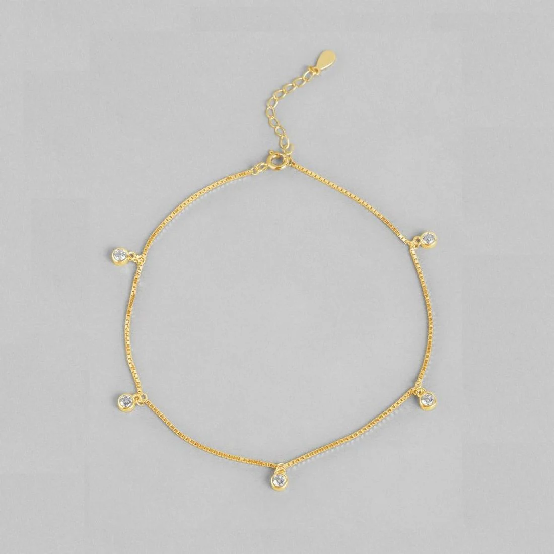 Radiant 925 Sterling Silver Gold Plated Anklet with Elegant Drops - Image 4