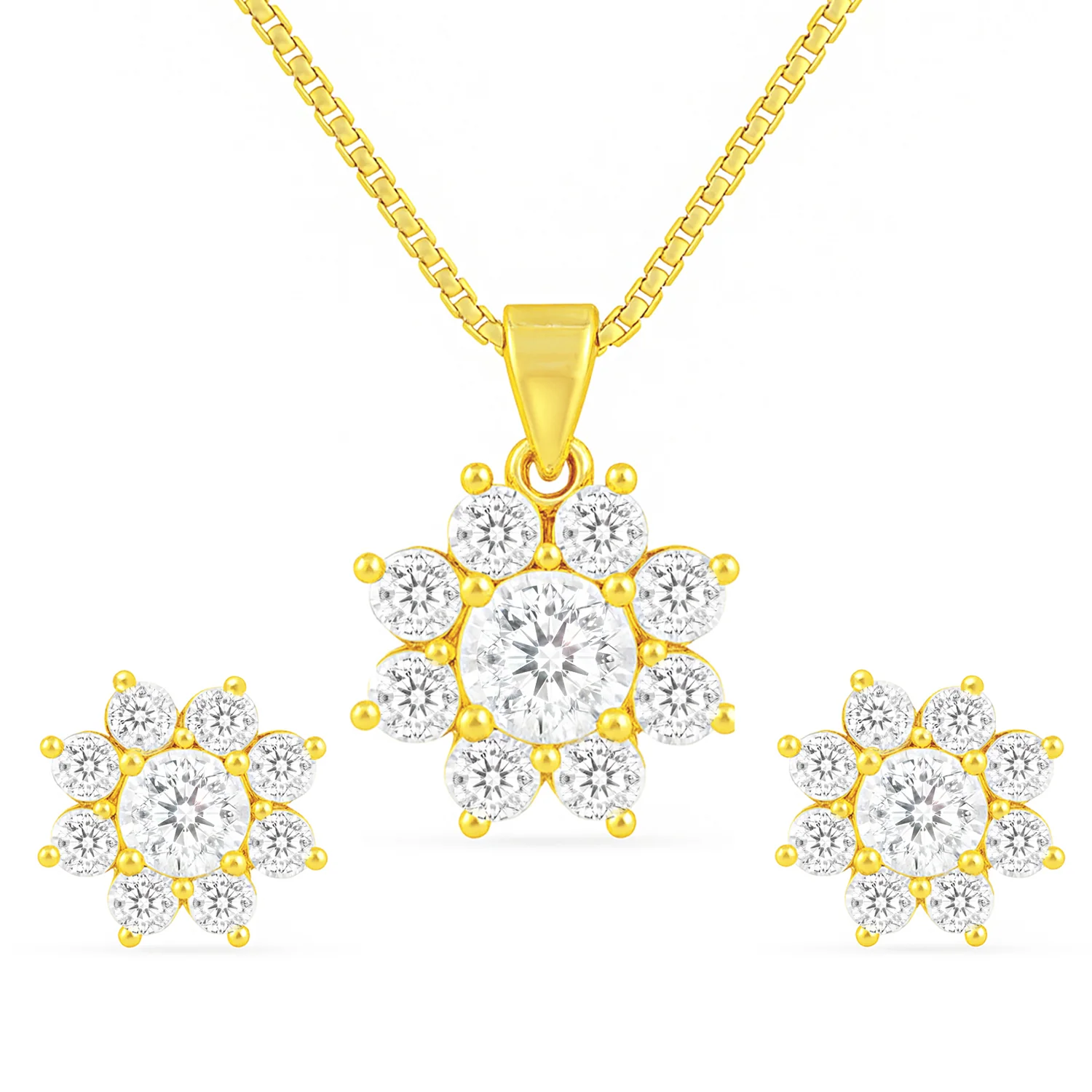 Radiant Bloom Gold-Plated CZ Pendant & Earrings Set - Image 5