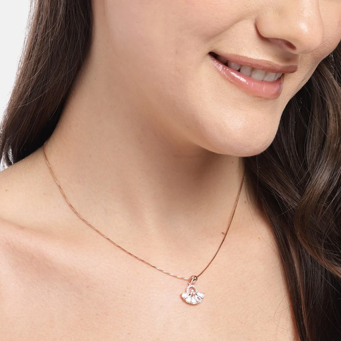 Radiant Bloom Rose Gold-Plated Cubic Zirconia 925 Sterling Silver Pendant with Chain - Image 4