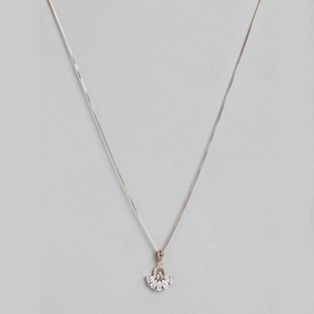 Radiant Bloom Rose Gold-Plated Cubic Zirconia 925 Sterling Silver Pendant with Chain - Image 6