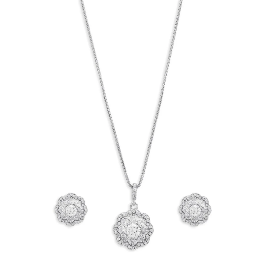 Radiant Blossom Rhodium Plated 925 Sterling Silver Jewelry Set - Image 3