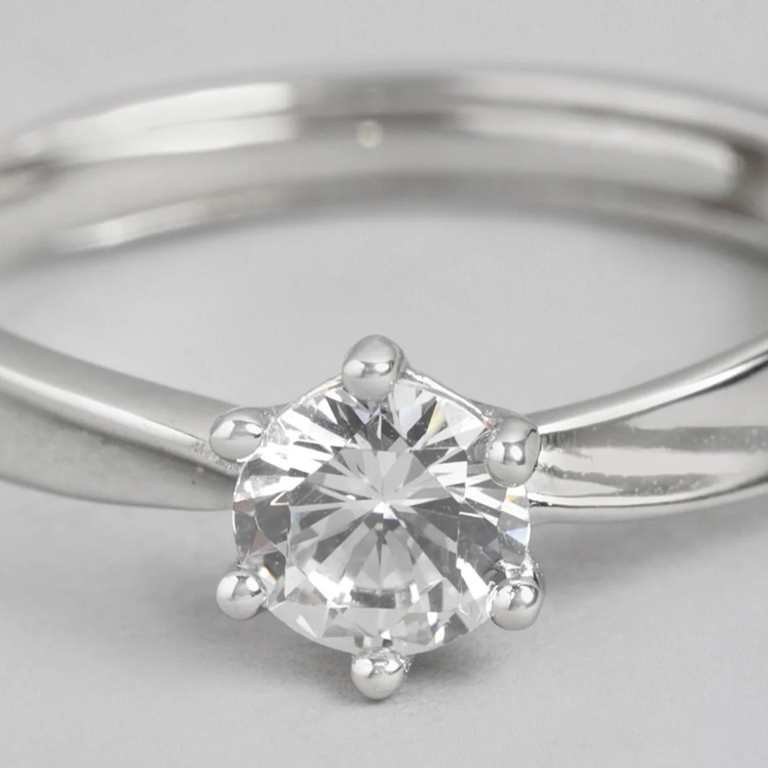 Radiant Blossom Rhodium-Plated CZ 925 Sterling Silver Women's Ring (Adjustable) - Image 7