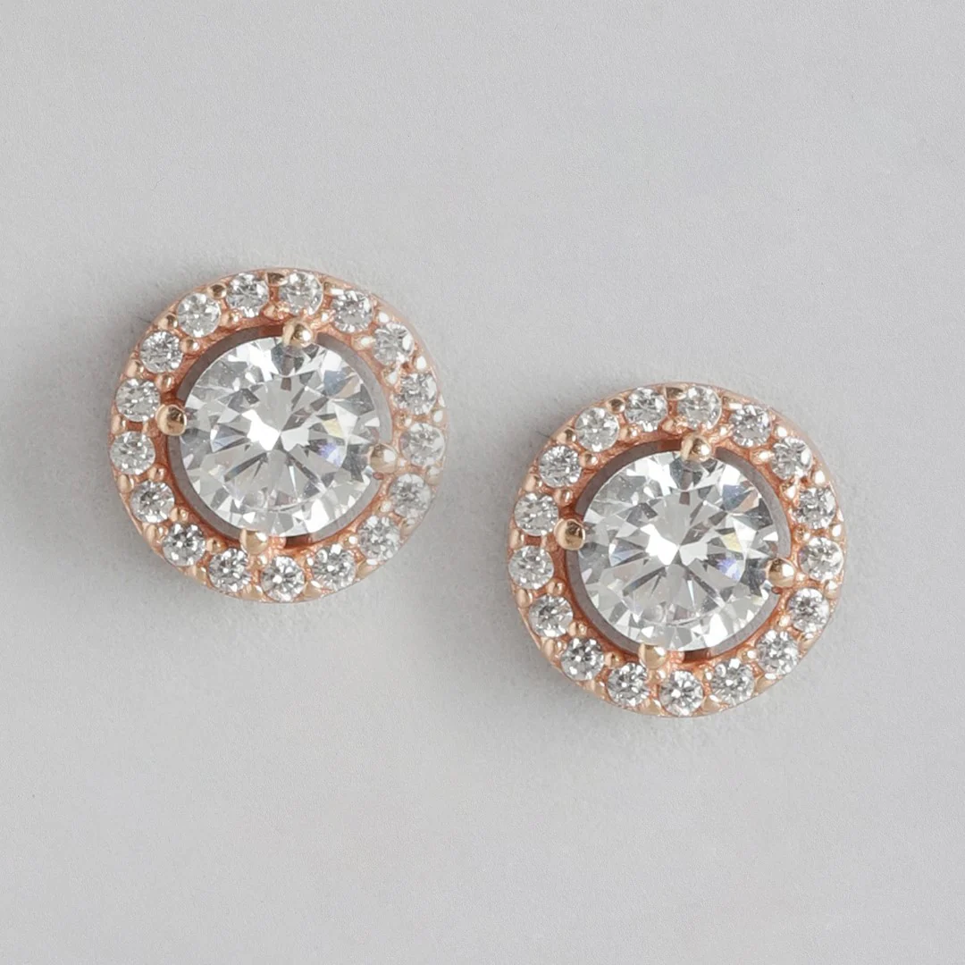 Radiant Blossoms Rose Gold Plated 925 Sterling Silver Earrings with Cubic Zirconia - Image 3