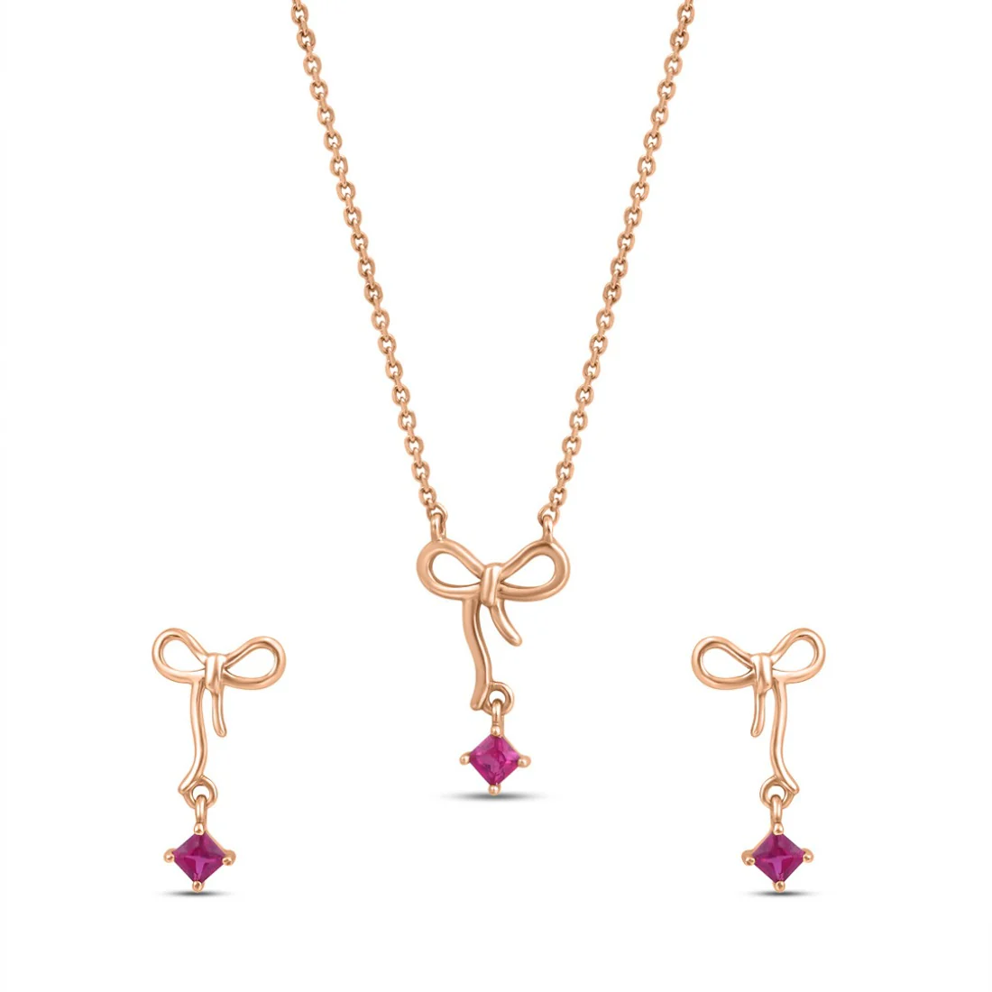 Radiant Bow Rose Gold Plated 925 Sterling Silver Jewellery Set - Image 3