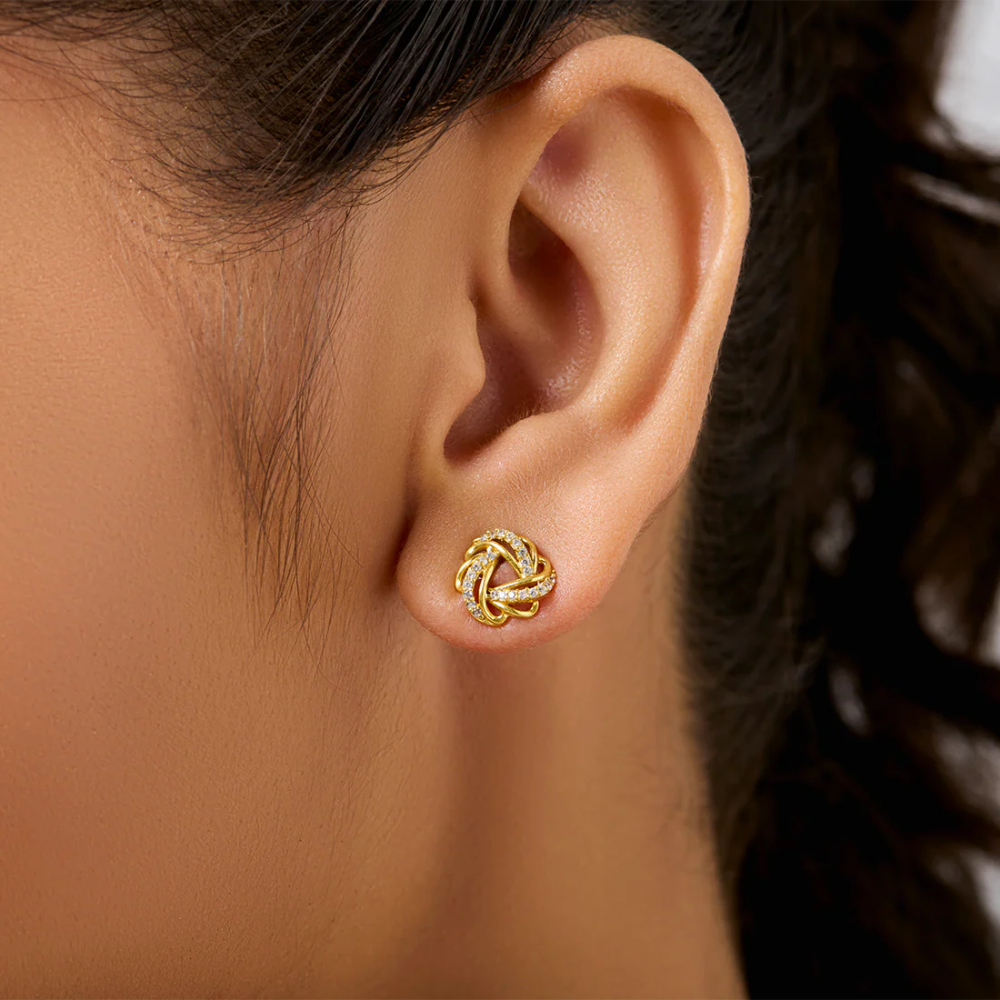 Radiant Brilliance Gold Plated 925 Sterling Silver Stud Earrings - Image 2