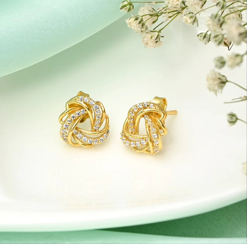Radiant Brilliance Gold Plated 925 Sterling Silver Stud Earrings Gift Hamper - Image 2