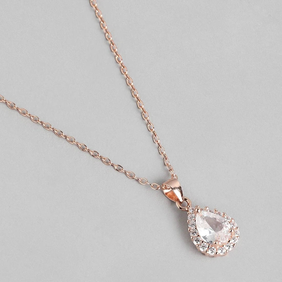 Cascading Elegance Rose Gold-Plated CZ 925 Sterling Silver Drop Necklace - Image 5