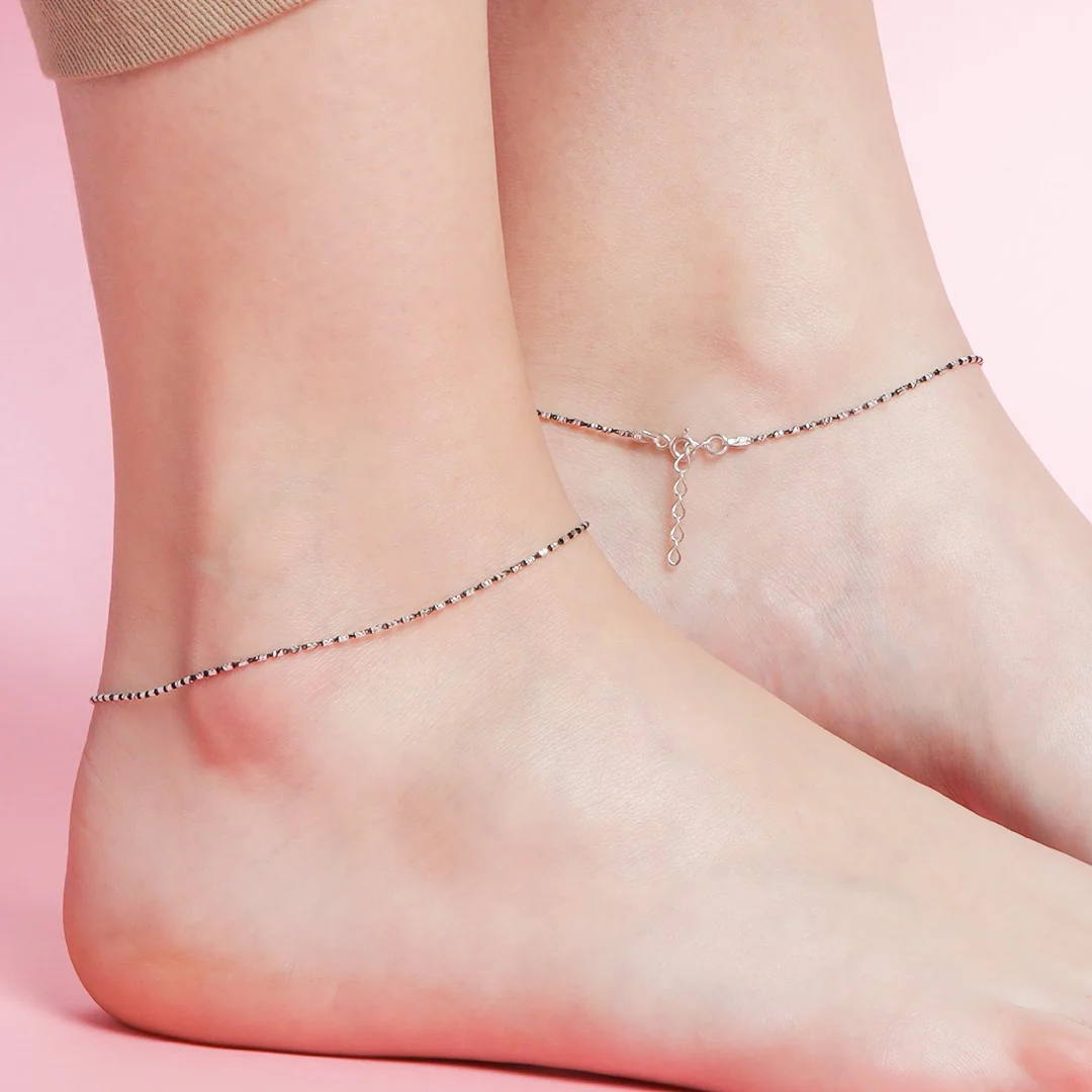 Radiant Charms Silver-Plated 925 Sterling Silver Anklet - Image 5