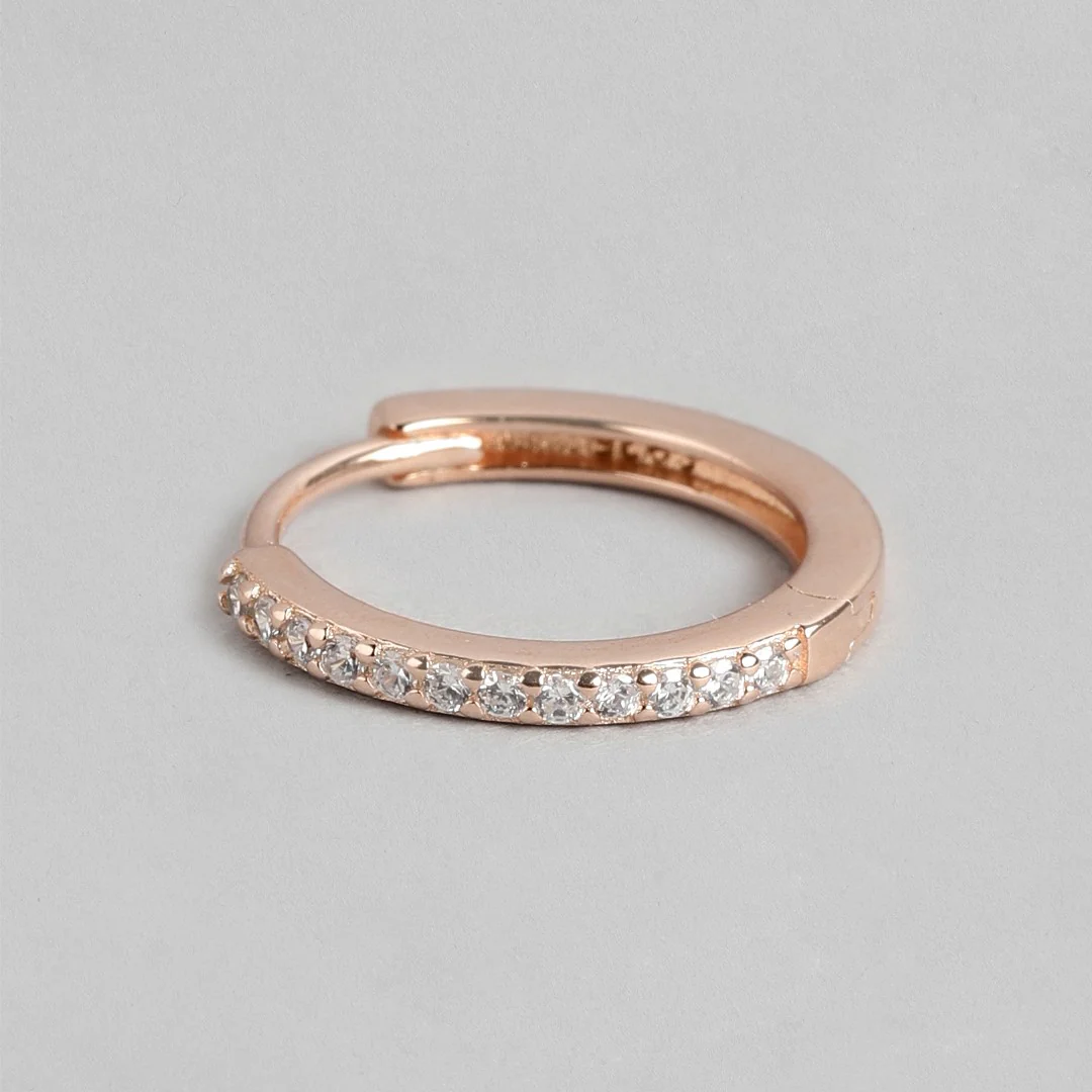 Radiant Circle Dance Rose Gold Plated CZ 925 Sterling Silver Hoops - Image 3