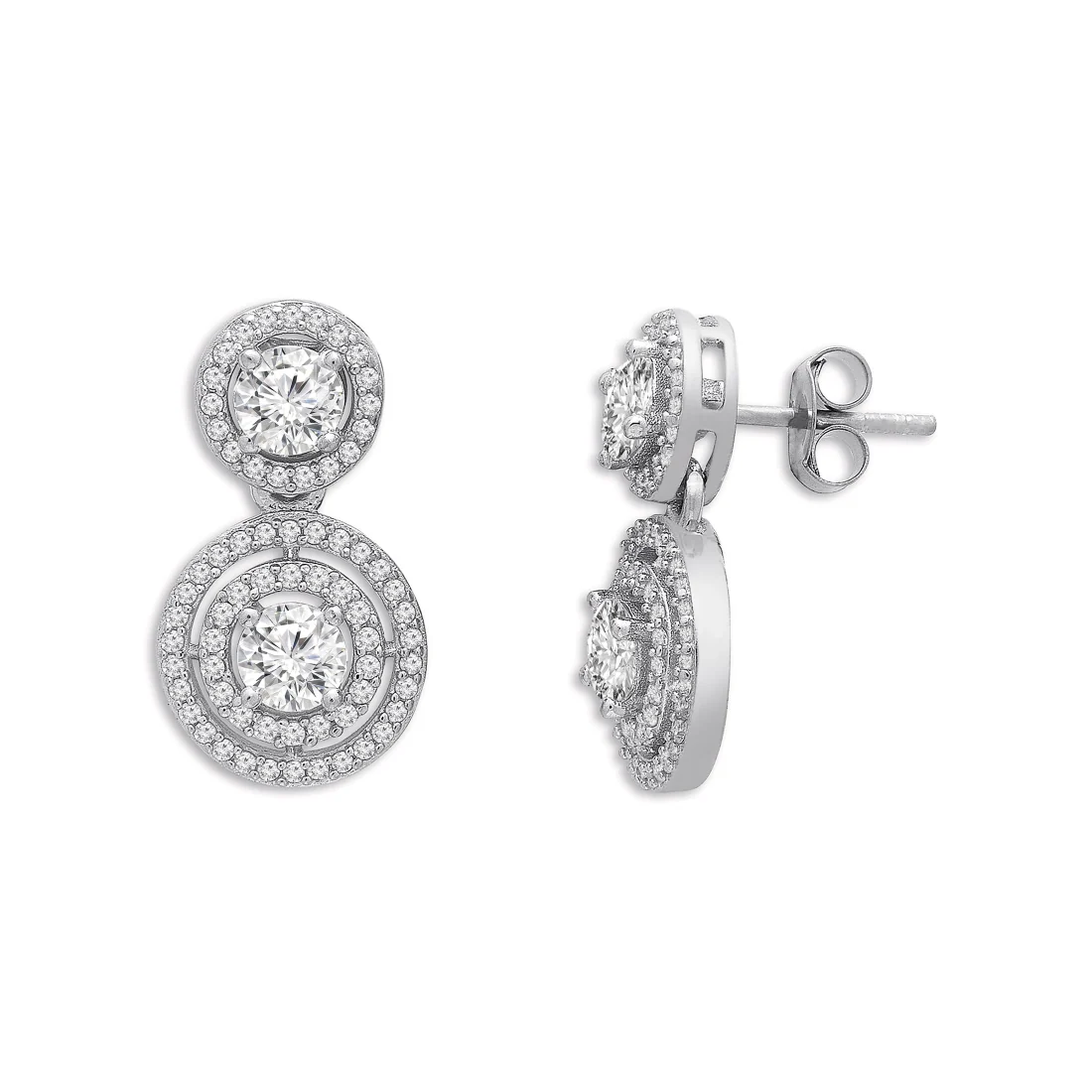 Radiant Circle Drops Rhodium-Plated 925 Sterling Silver Earrings - Image 4