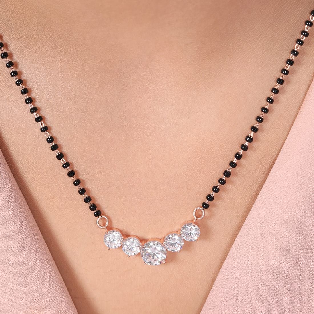 Radiant Circle Rose Gold Plated 925 Sterling Silver Mangalsutra - Image 2