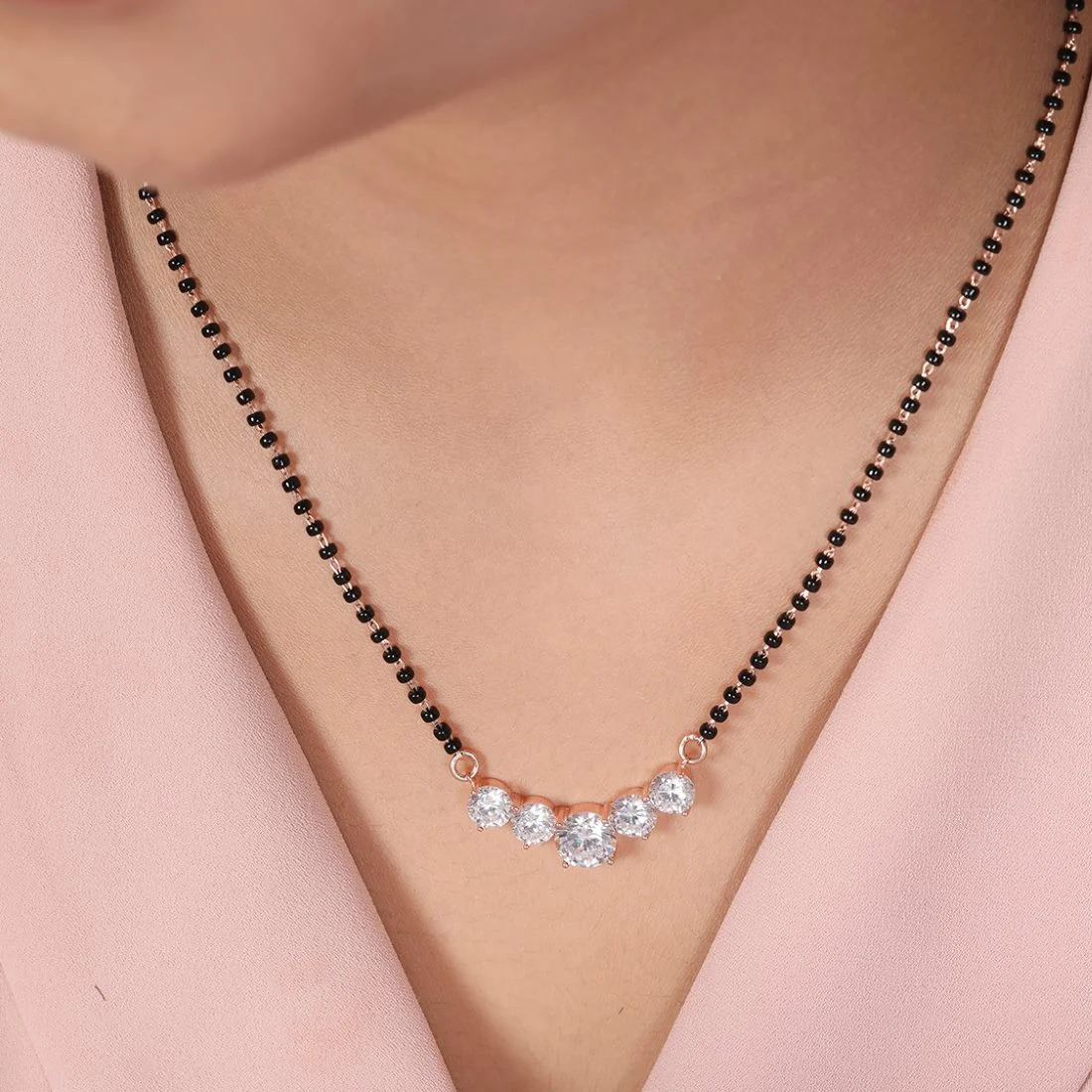 Radiant Circle Rose Gold Plated 925 Sterling Silver Mangalsutra - Image 4