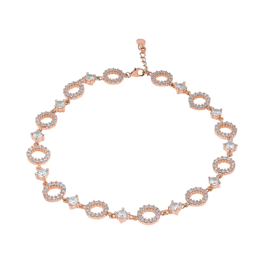Radiant Circles 925 Sterling Silver Rose Gold-Plated Anklets - Image 4