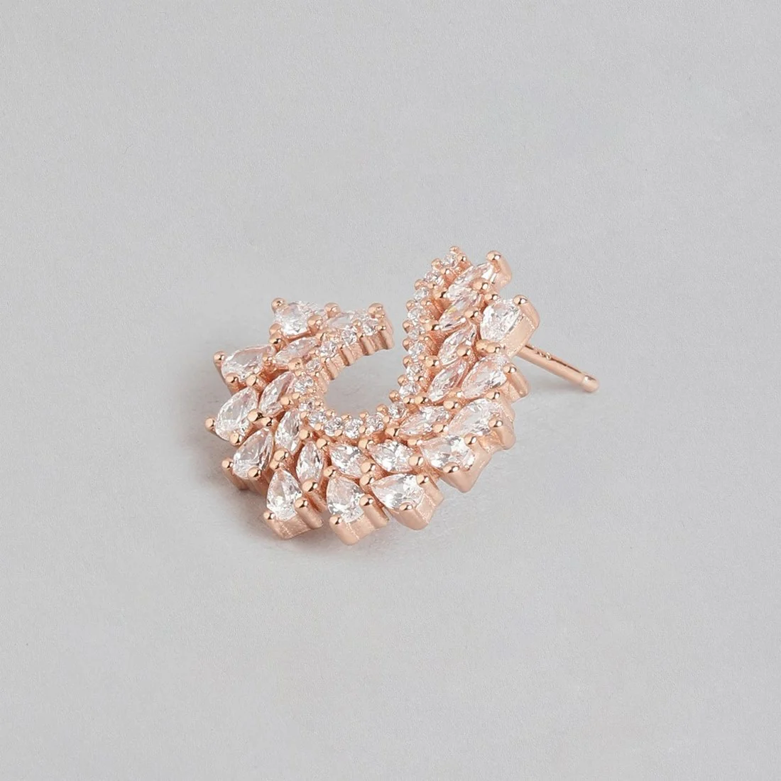 Radiant Cubic Zirconia Rose Gold-Plated 925 Sterling Silver Earrings - Image 4