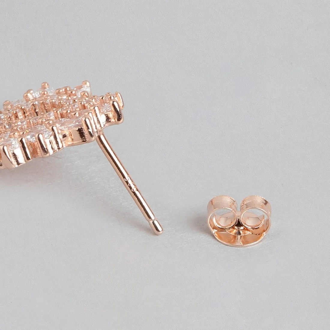 Radiant Cubic Zirconia Rose Gold-Plated 925 Sterling Silver Earrings - Image 5