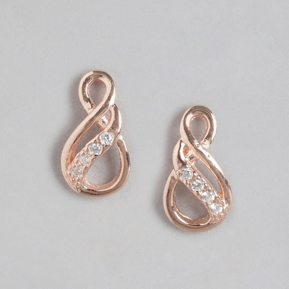 Radiant Cubic Zirconia Rose Gold-Plated 925 Sterling Silver Earrings - Image 4