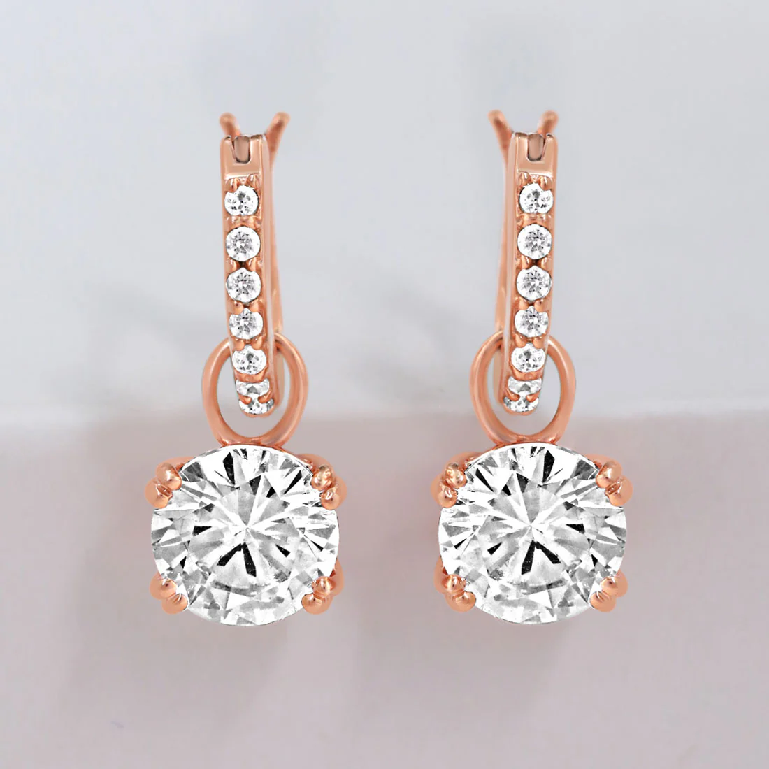 Radiant Drop Rose Gold Plated 925 Sterling Silver Earrings - Image 3