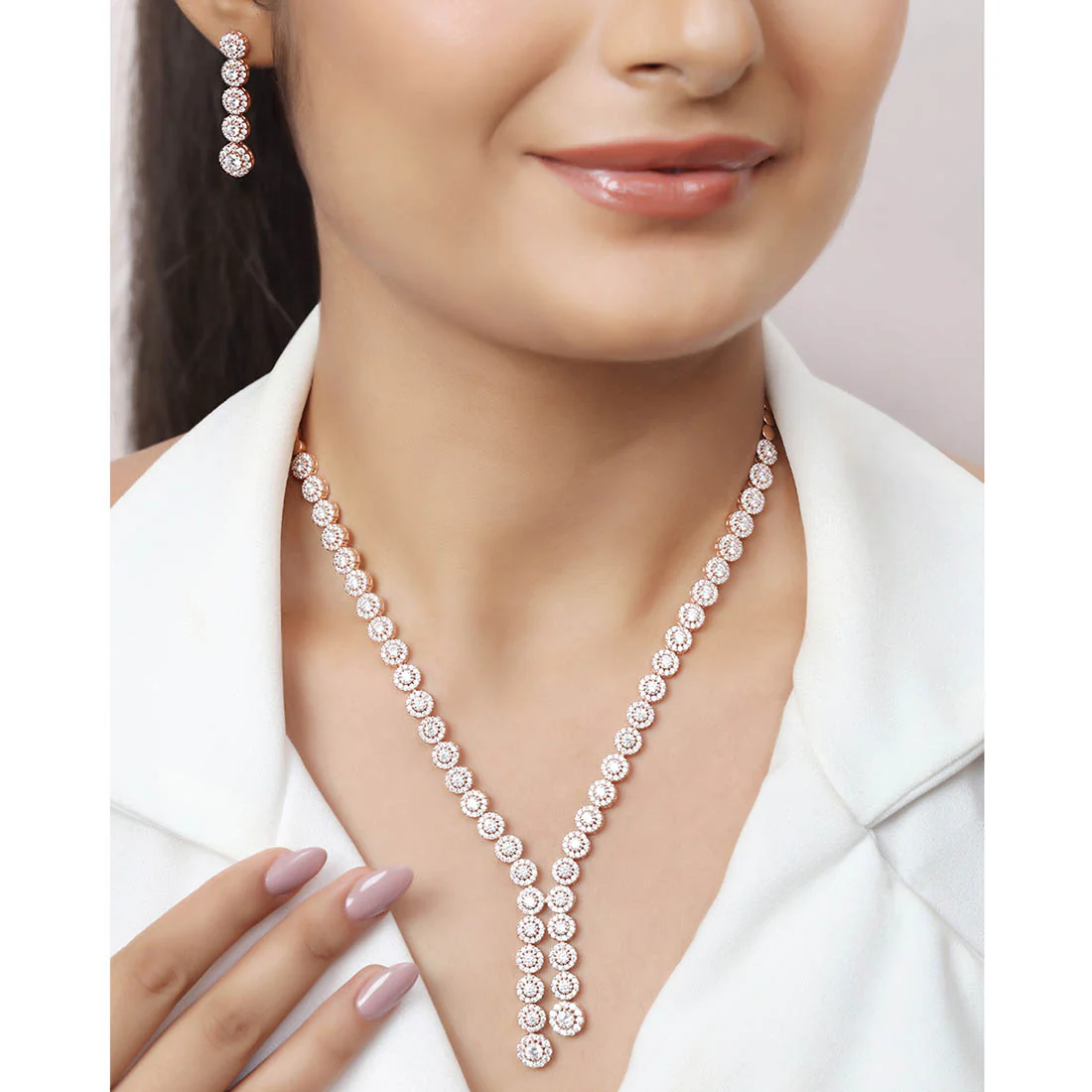 Radiant Elegance Rose Gold Plated 925 Sterling Silver Jewellery Set - Image 2