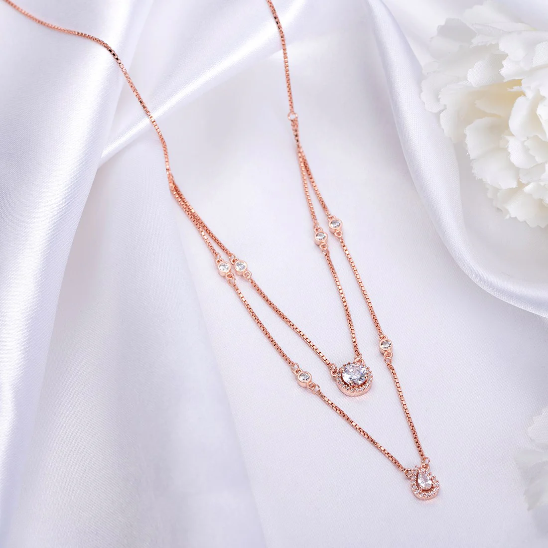 Radiant Fusion Rose Gold Plated 925 Sterling Silver Necklace - Image 3