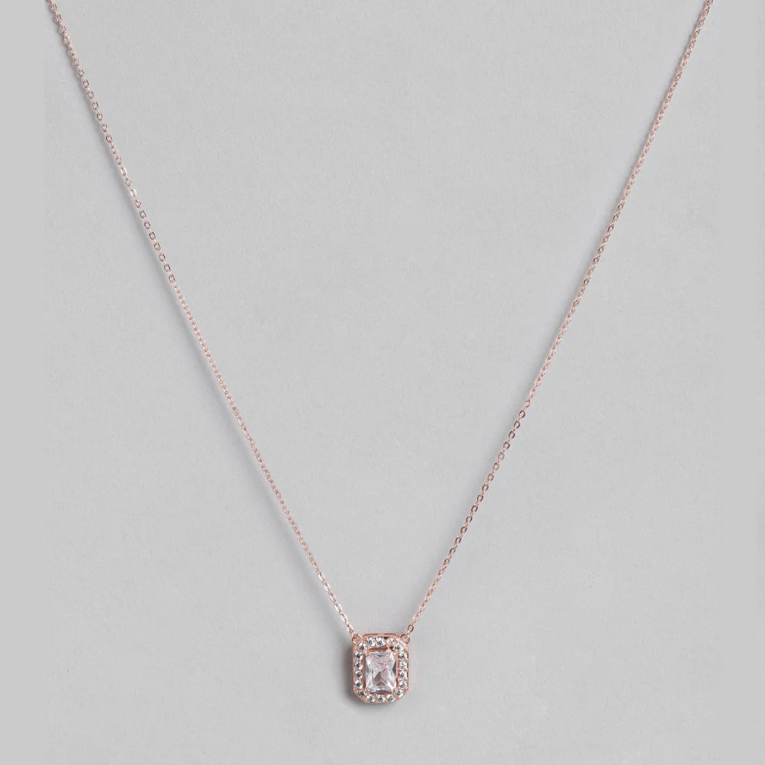 Radiant Geometry Rose Gold-Plated 925 Sterling Silver Rectangle Necklace Chain - Image 3