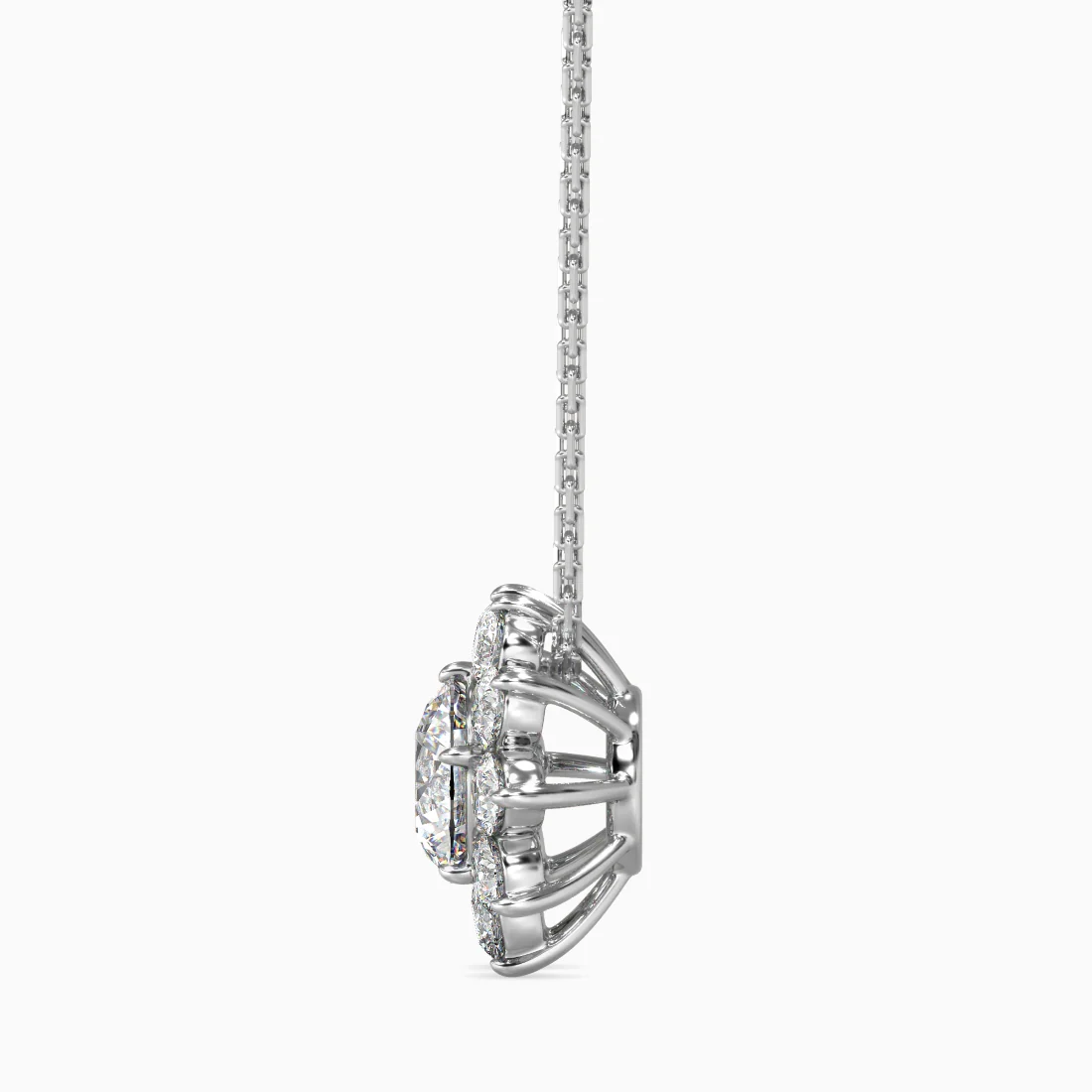 1.2 CT Floral Halo Gold Pendant with Lab-Grown Diamond without Chain - Image 11