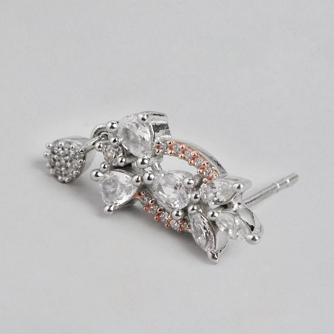 Radiant Harmony Rhodium & Rose Gold-Plated CZ Sterling Silver Drop Earrings - Image 4