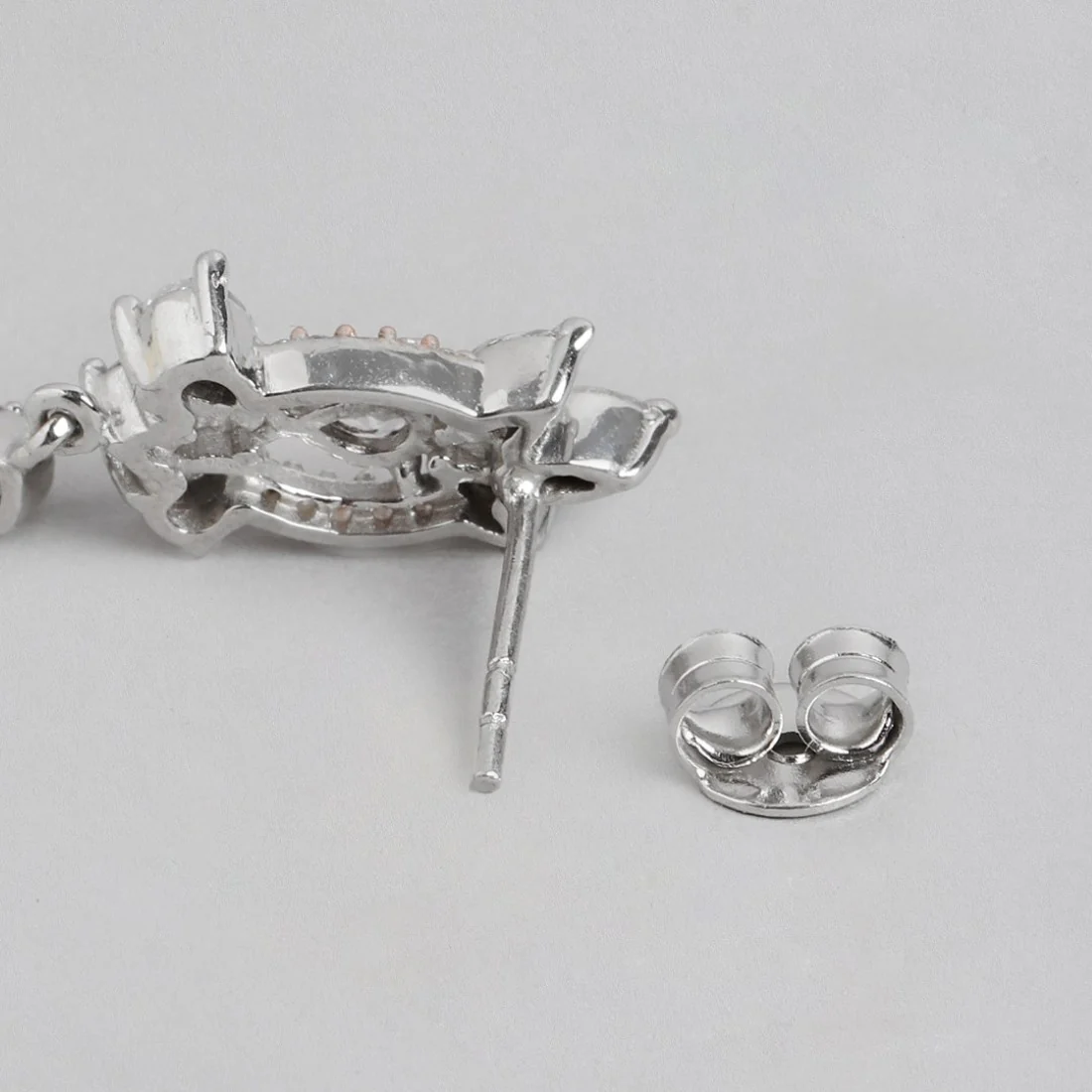 Radiant Harmony Rhodium & Rose Gold-Plated CZ Sterling Silver Drop Earrings - Image 5