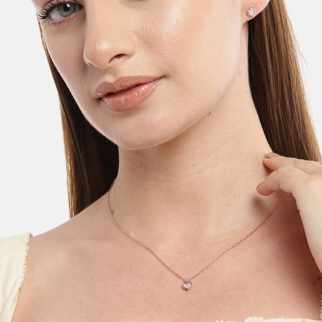 Radiant Heartfelt Promises Rose Gold-Plated CZ 925 Sterling Silver Jewelry Set - Image 3