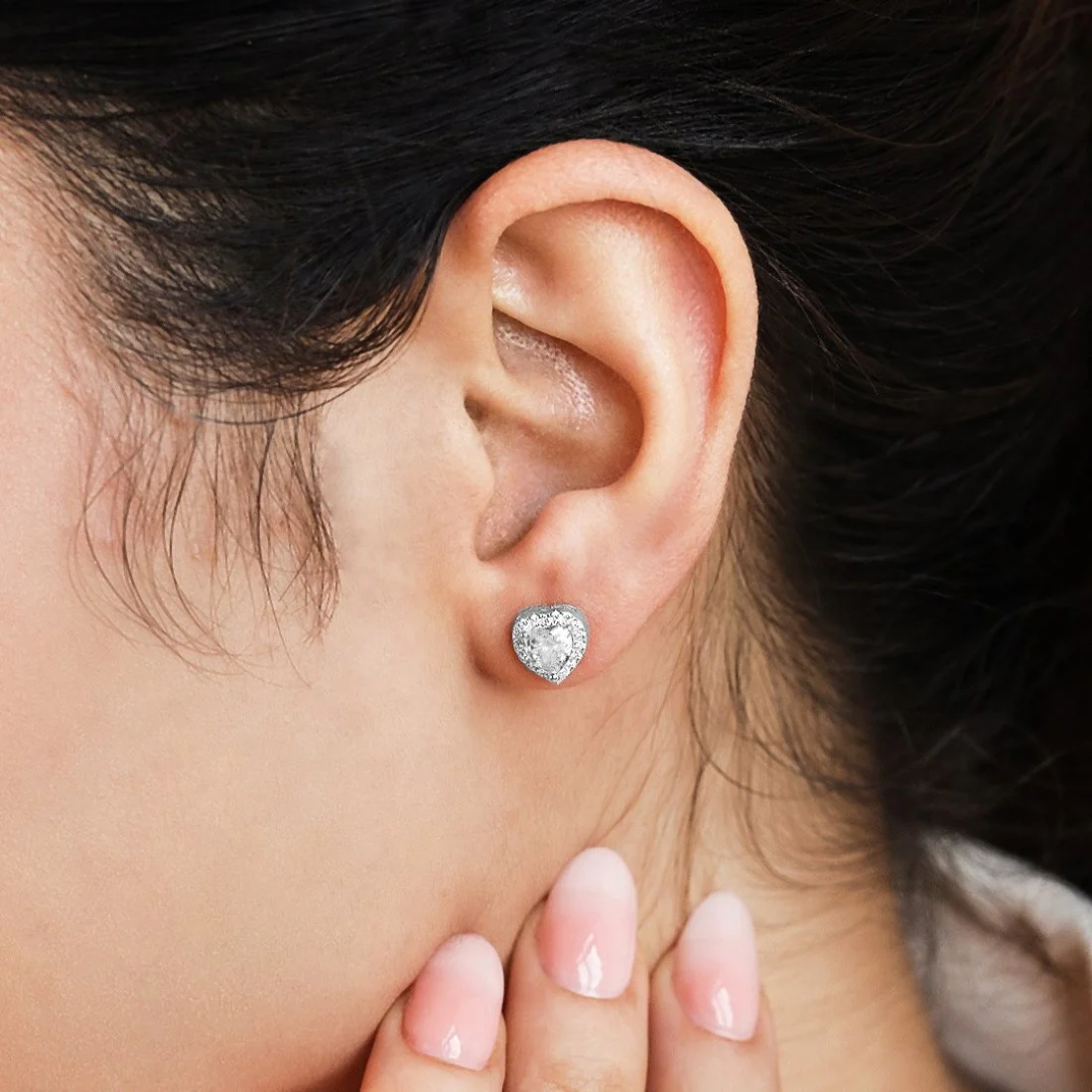 Radiant Hearts Rhodium-Plated Cubic Zirconia 925 Sterling Silver Earring - Image 2