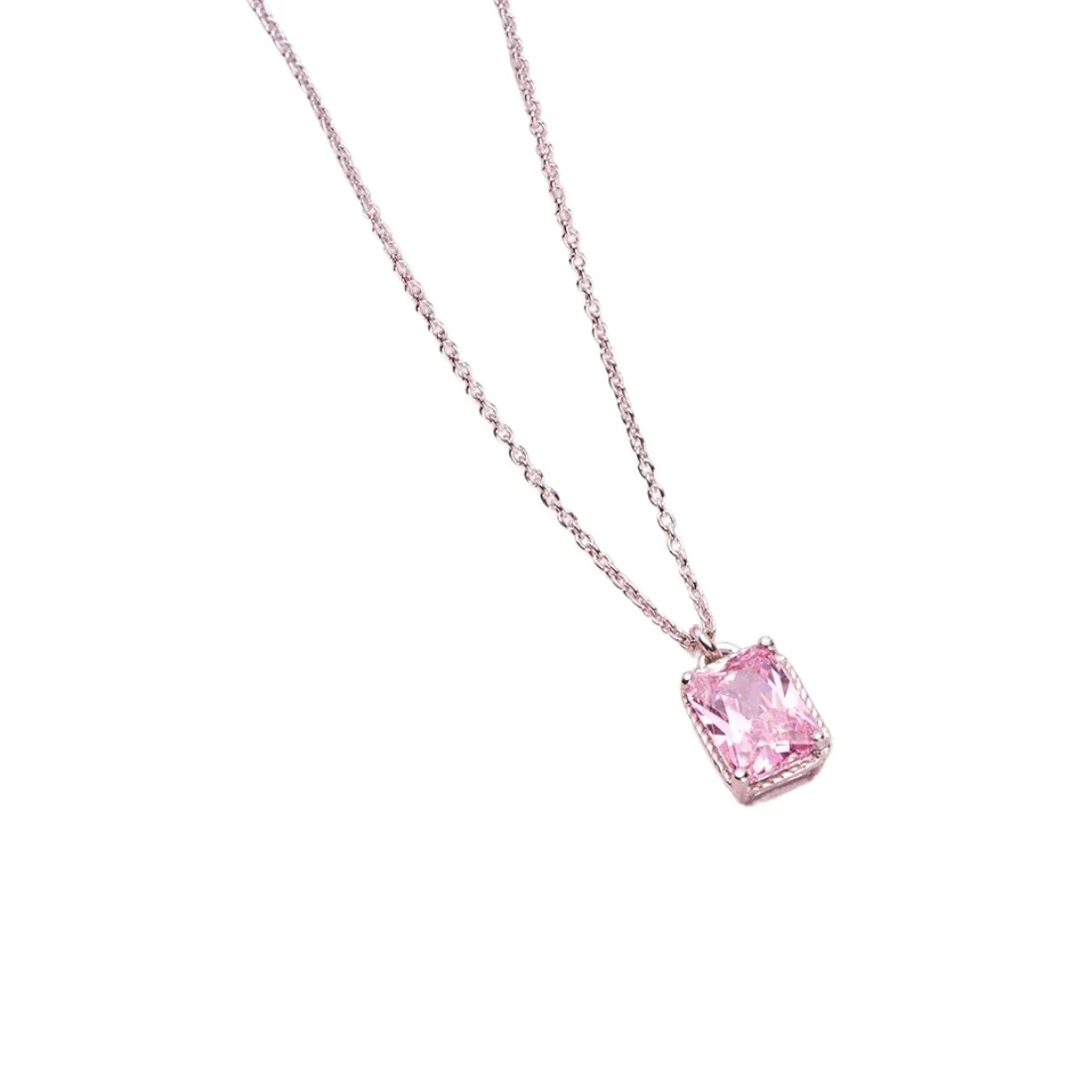 Radiant Reflections 925 Sterling Silver Rhodium-Plated Rectangle Necklace - Image 4
