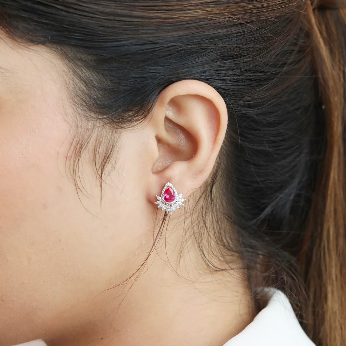 Radiant Rhodium Glow Cubic Zirconia 925 Sterling Silver Earrings - Image 2