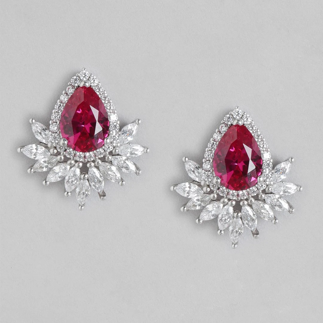 Radiant Rhodium Glow Cubic Zirconia 925 Sterling Silver Earrings - Image 4