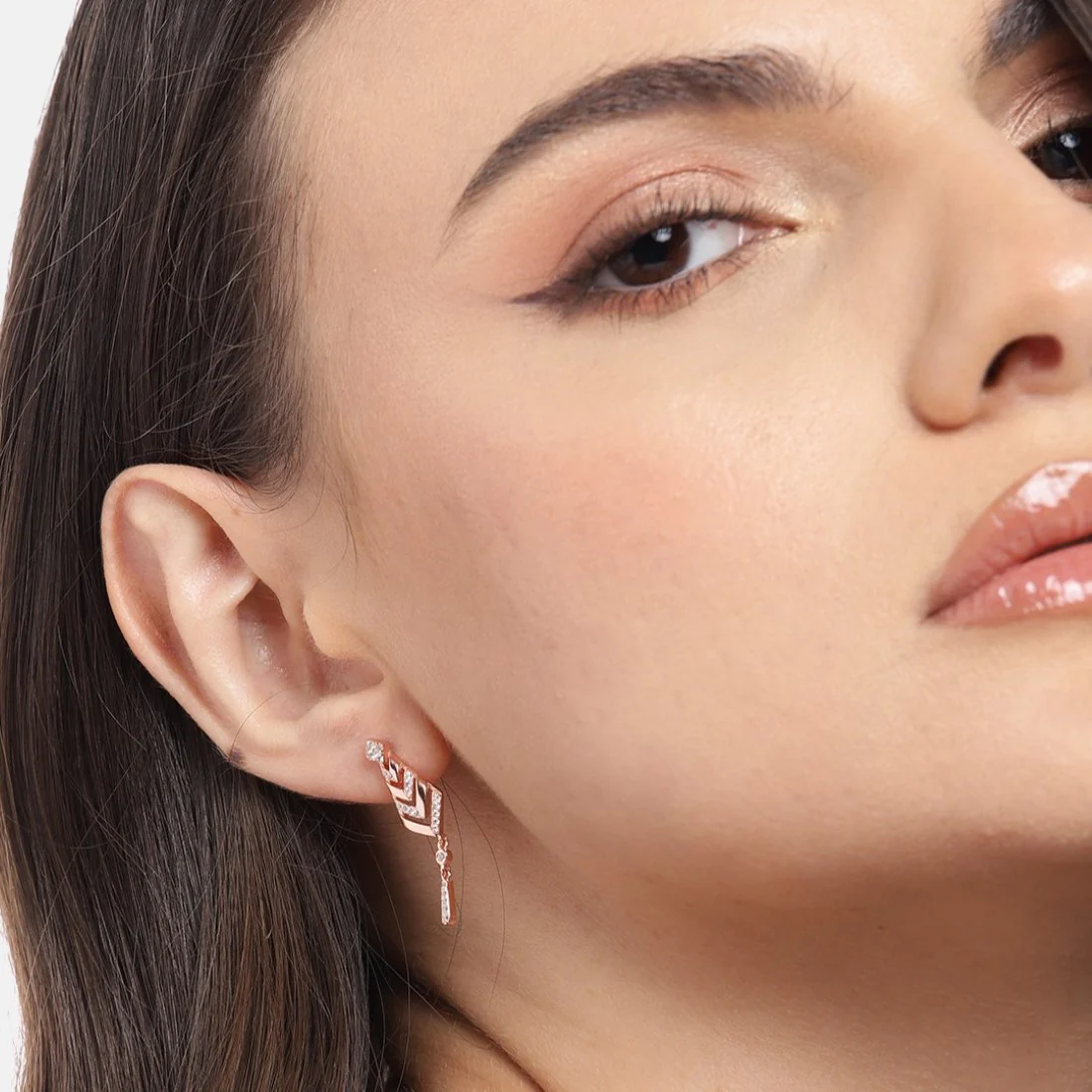 Radiant Rose Gold Allure Cubic Zirconia 925 Sterling Silver Earrings - Image 2