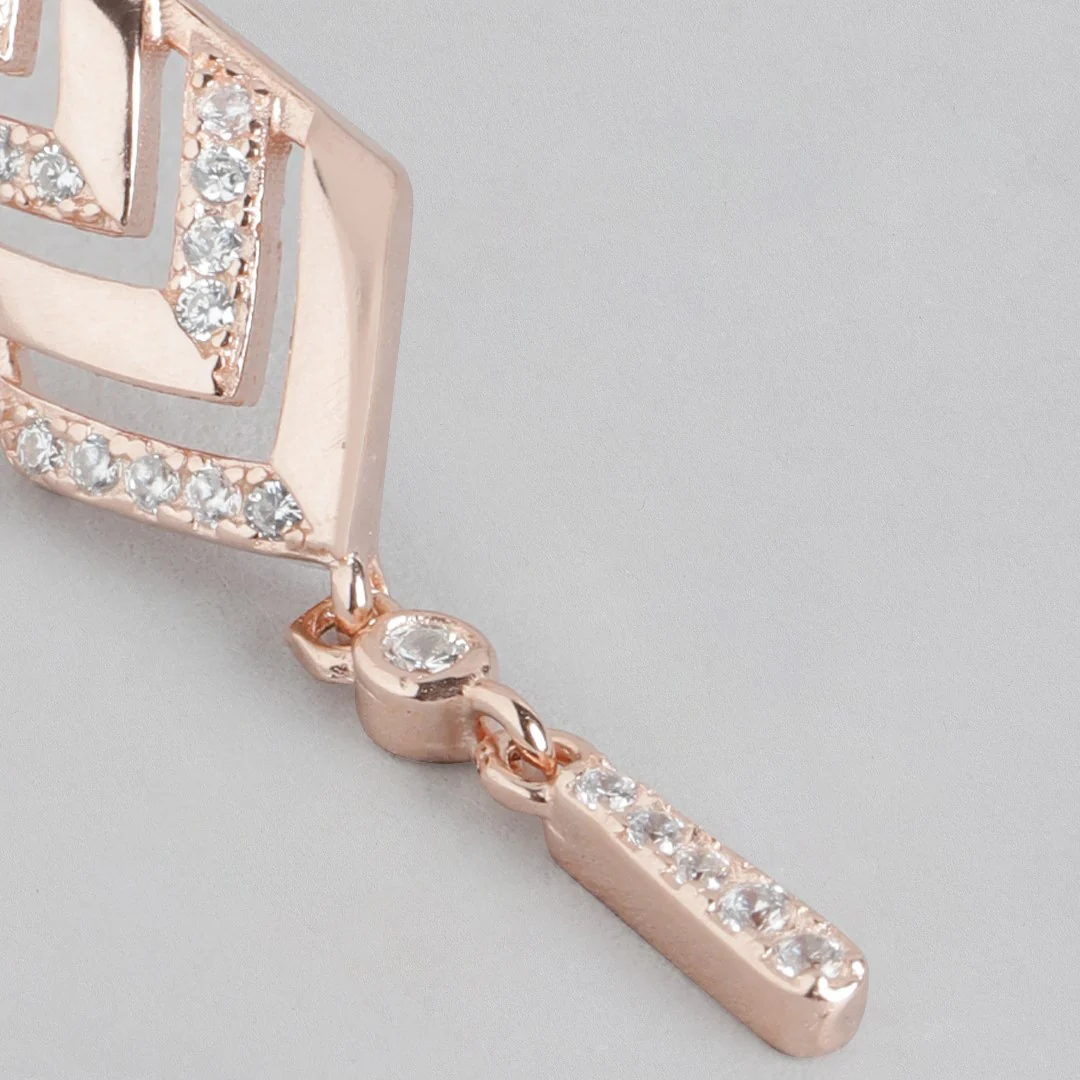 Radiant Rose Gold Allure Cubic Zirconia 925 Sterling Silver Earrings - Image 5